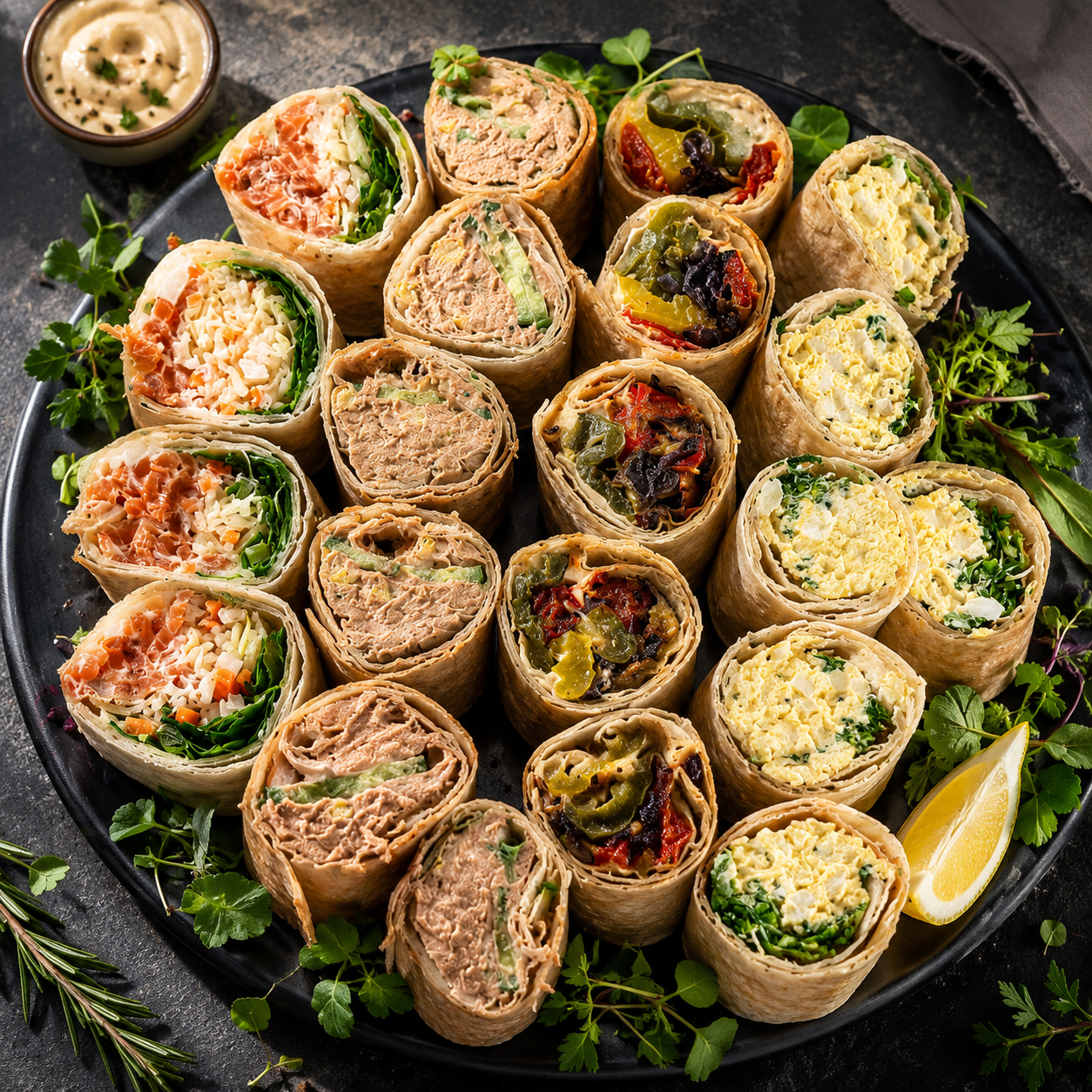 Assorted Wrap Rings Platter Veg & Fish (42 pieces)