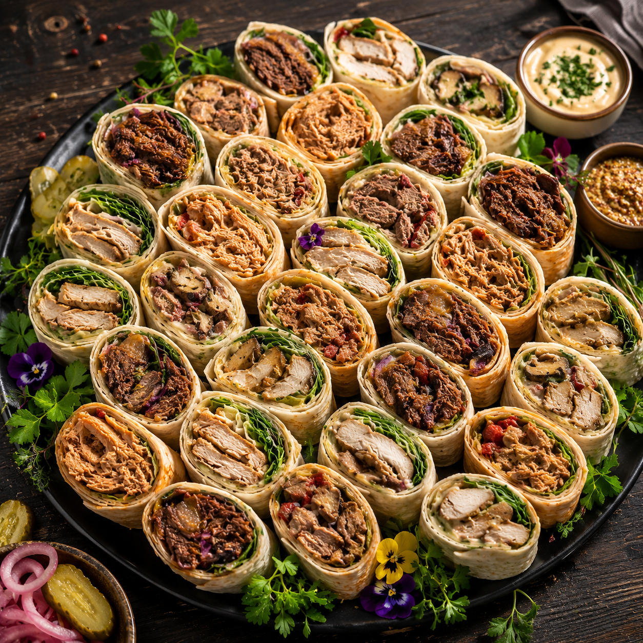 Assorted Wrap Rings Meat Platter (42 pieces)