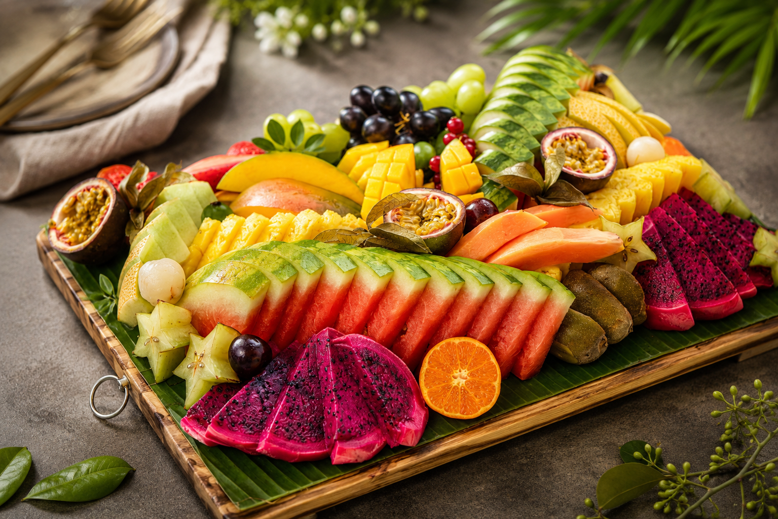 Fruit Platter on wooden board (serves approx 10-14 people)