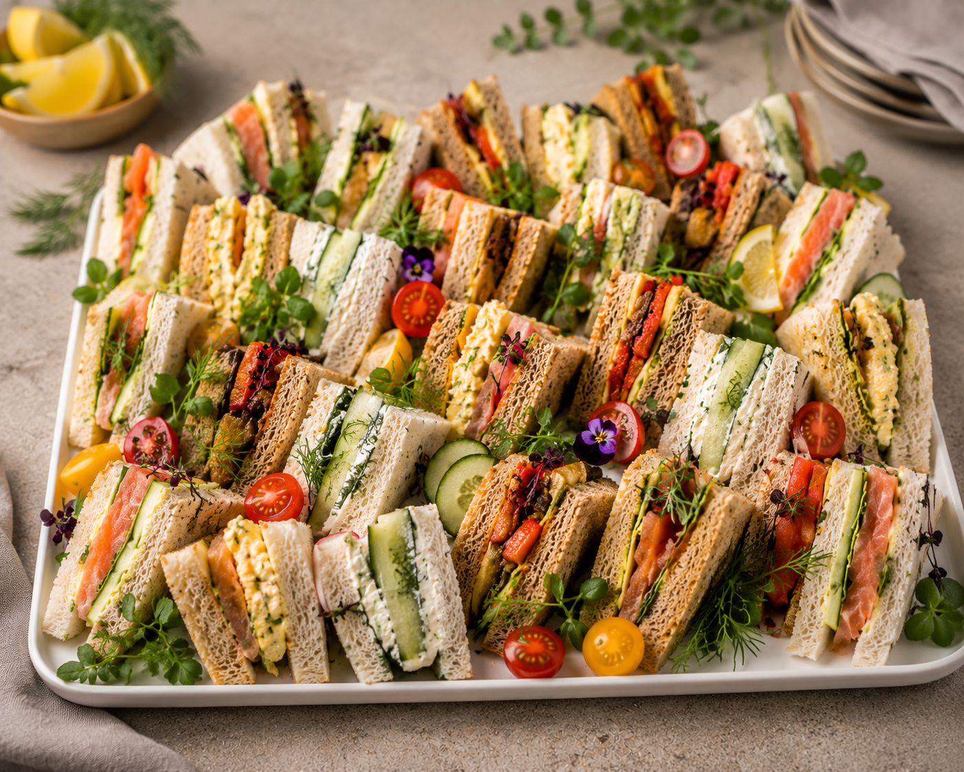 Mixed Sandwich platter (28 quarters) Veg and Fish