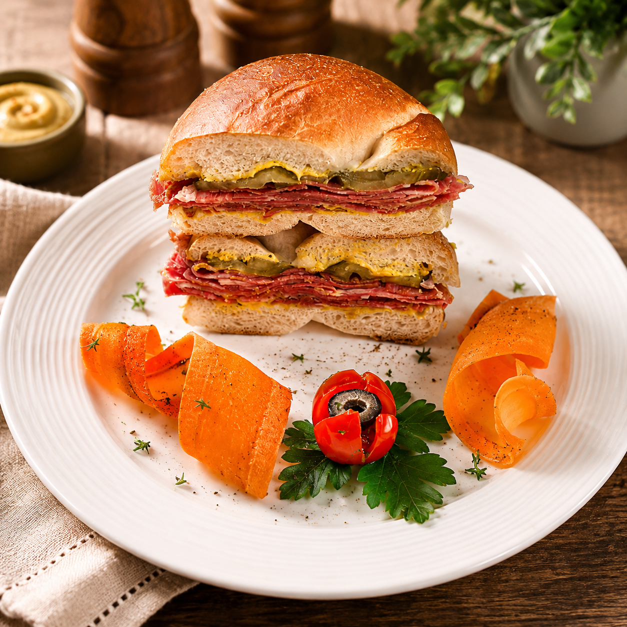 Salt Beef Pickle & Wholegrain Mustard Bagel