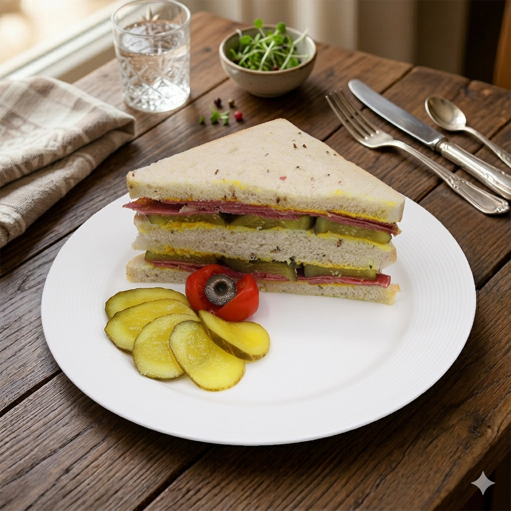 Salt Beef With Pickles & Wholegrain Mustard Sandwich