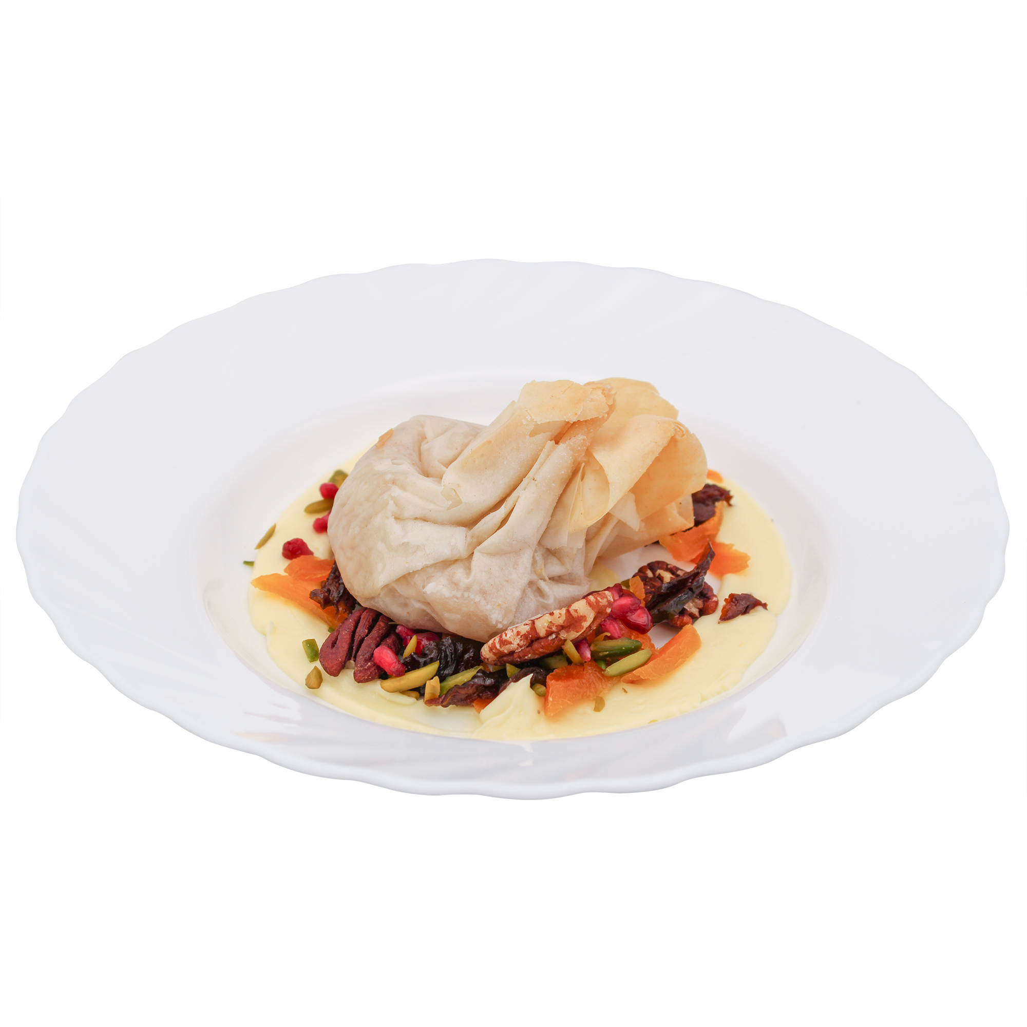 Apple Strudel Moneybag With Custard