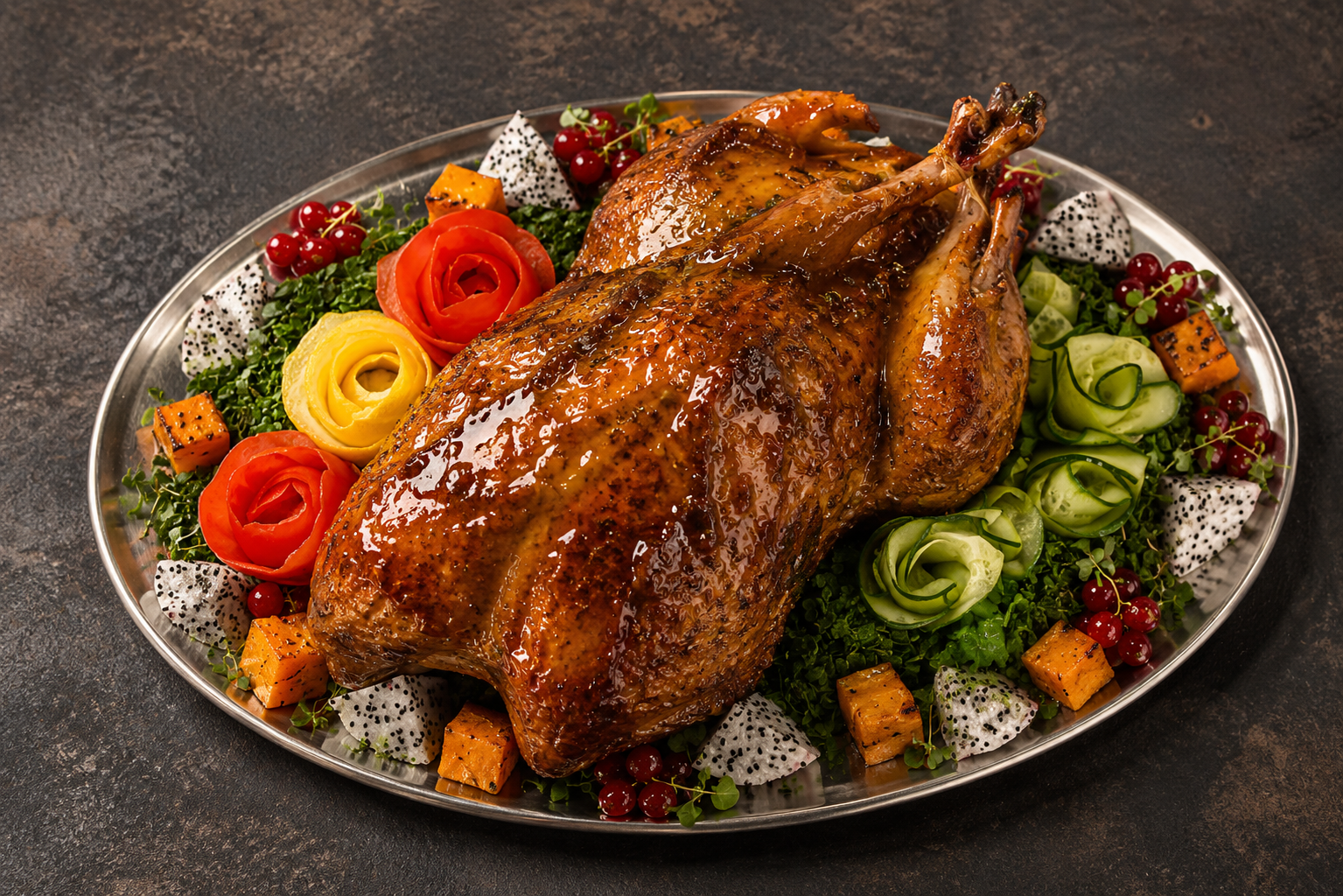 Whole Duck on Platter