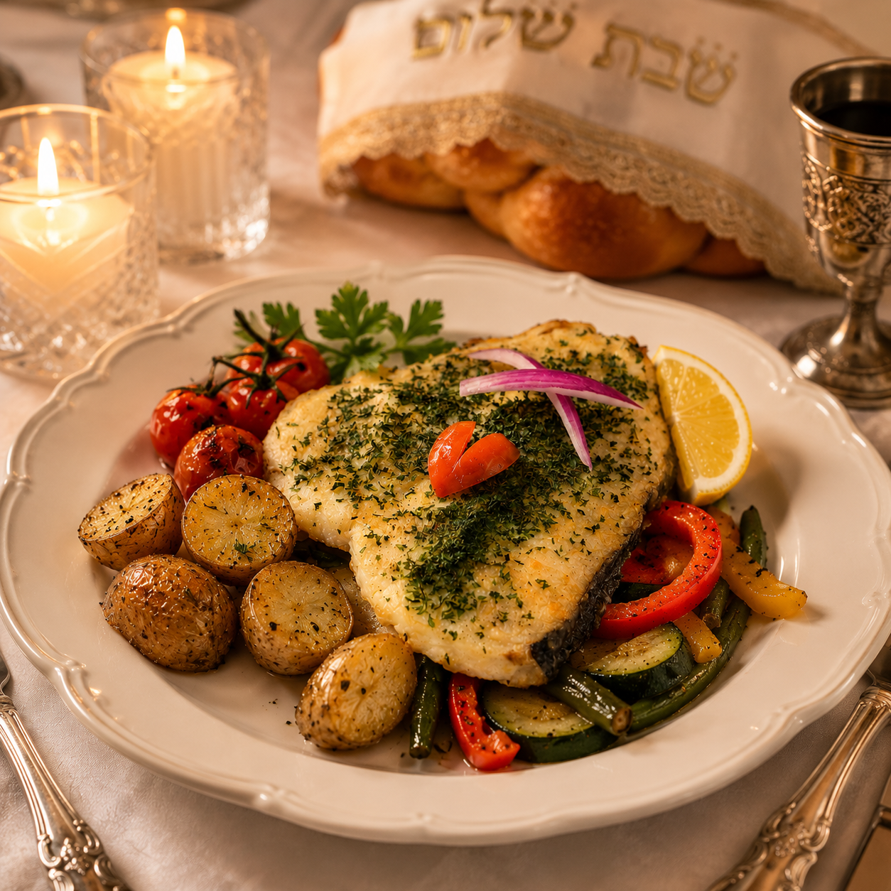 Grilled Halibut in dill sauce