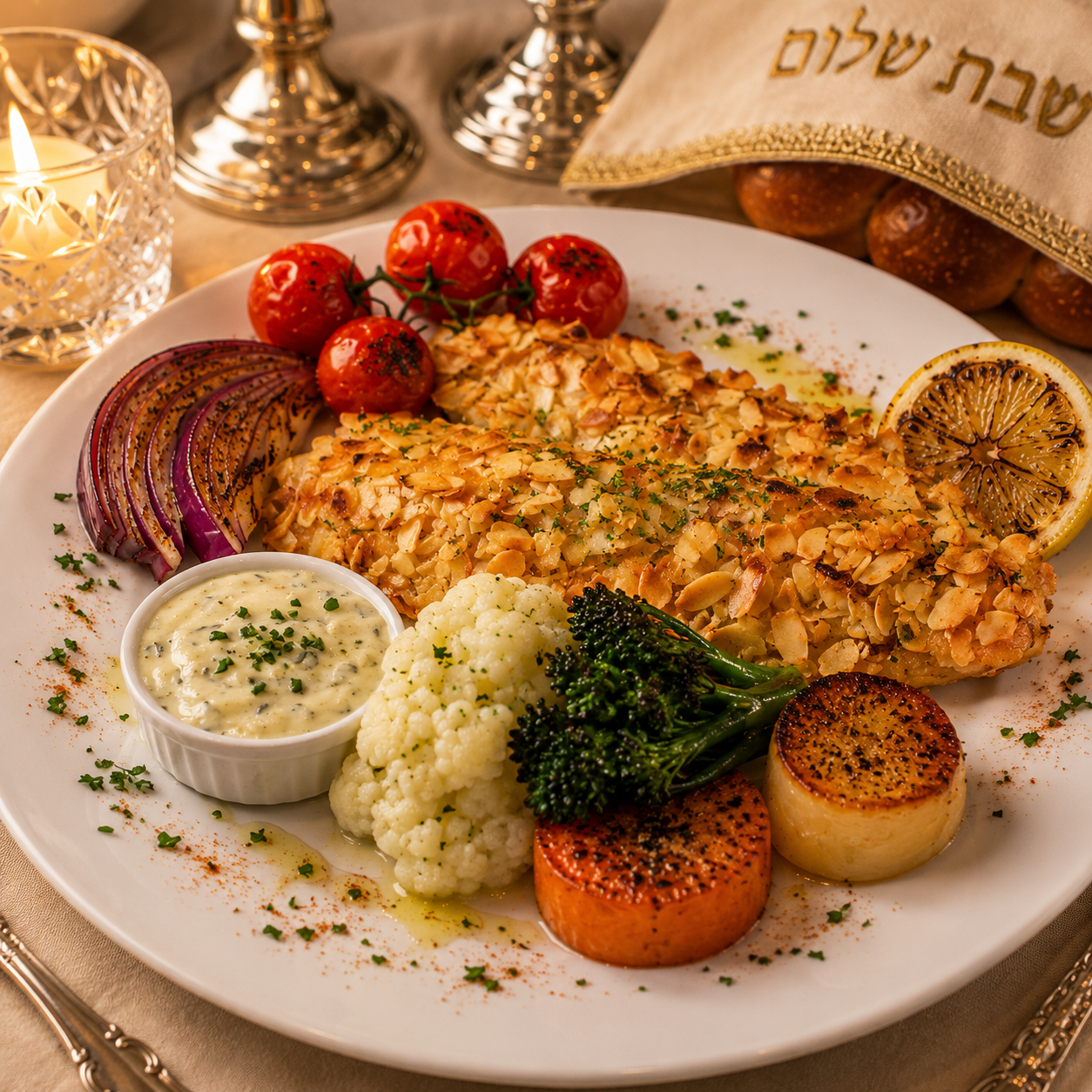 Almond crusted grilled trout