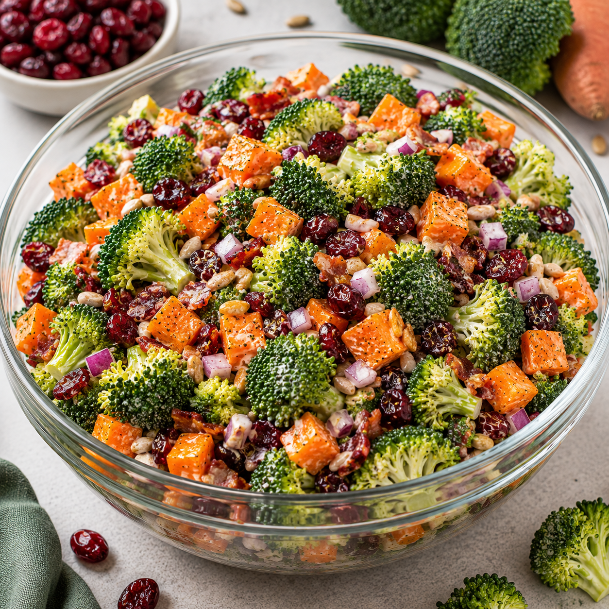 Brocolli Salad with sweet potato and cranberry - Large Bowl - 48oz