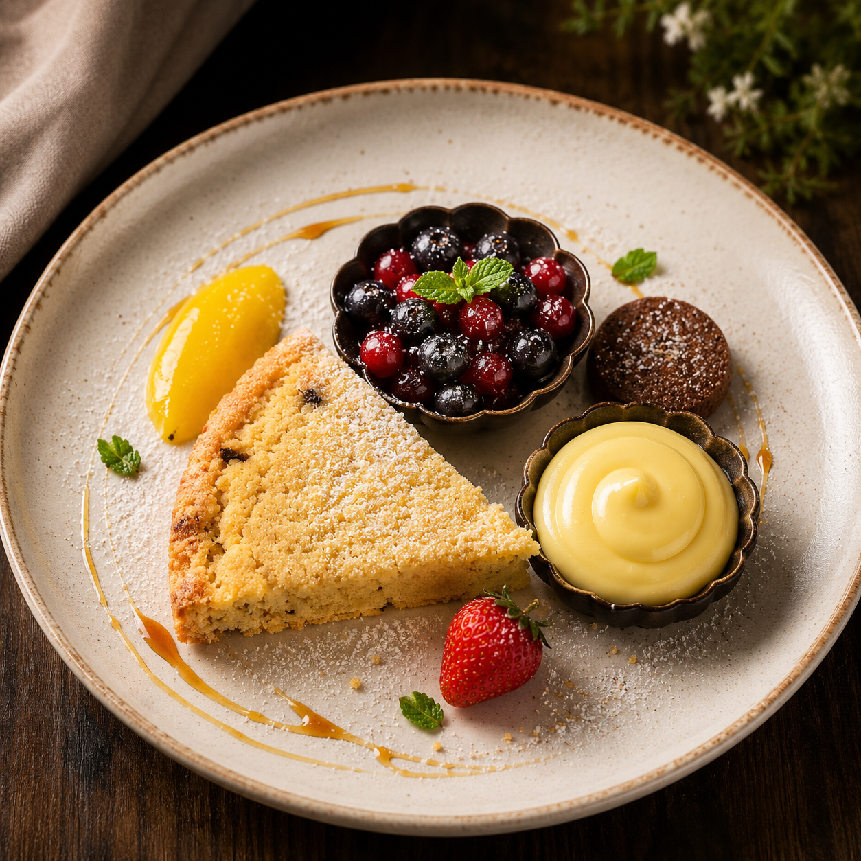 Apple Crumble wedge with parev cream