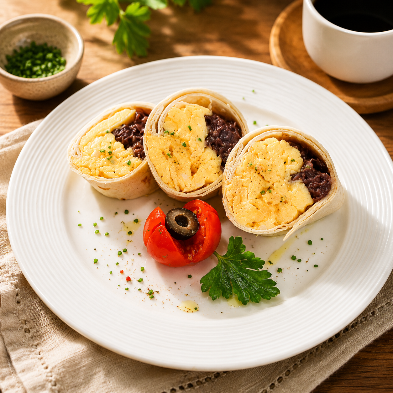 Scrambled Egg & Caramelised Red Onion Wrap