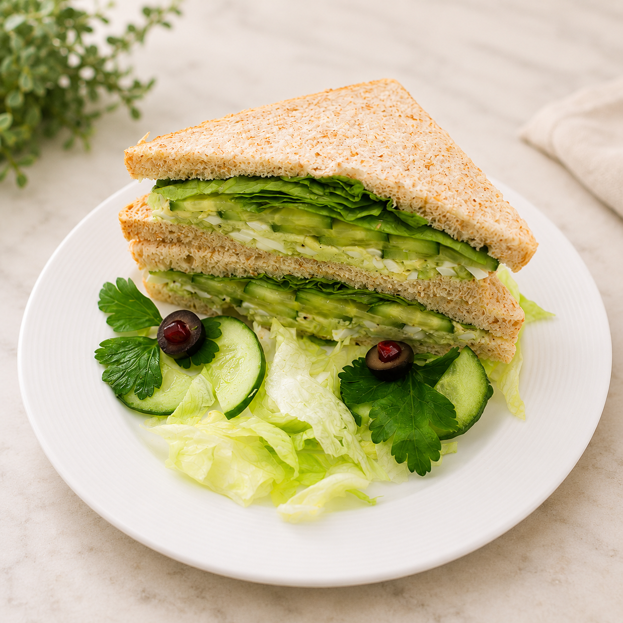 Avocado & Salad Sandwich On Granary Bread