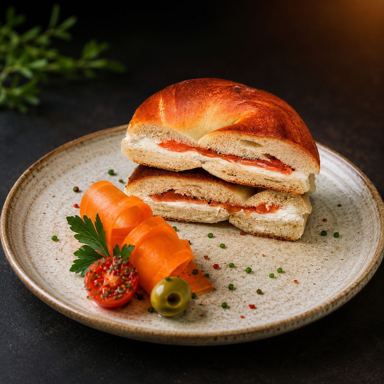 Smoked Salmon & Cream Cheese Layer Bagel