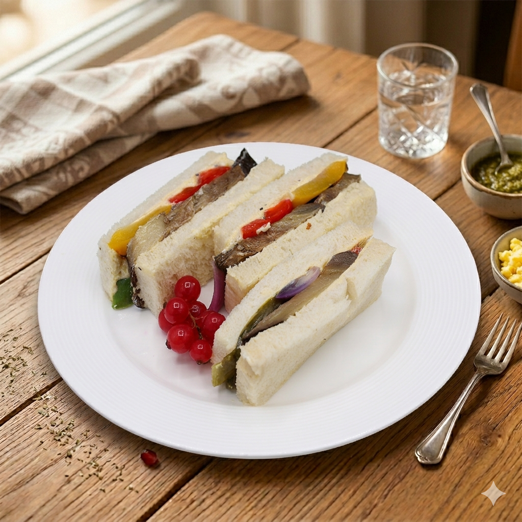 Grilled Vegetables & Hummus Sandwich